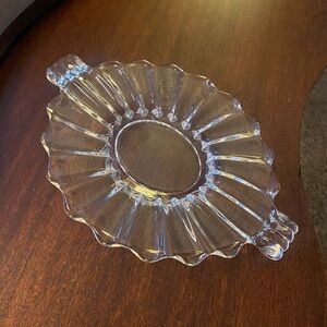 Vintage Heisey Clear Glass Serving Tray with Scalloped Edge